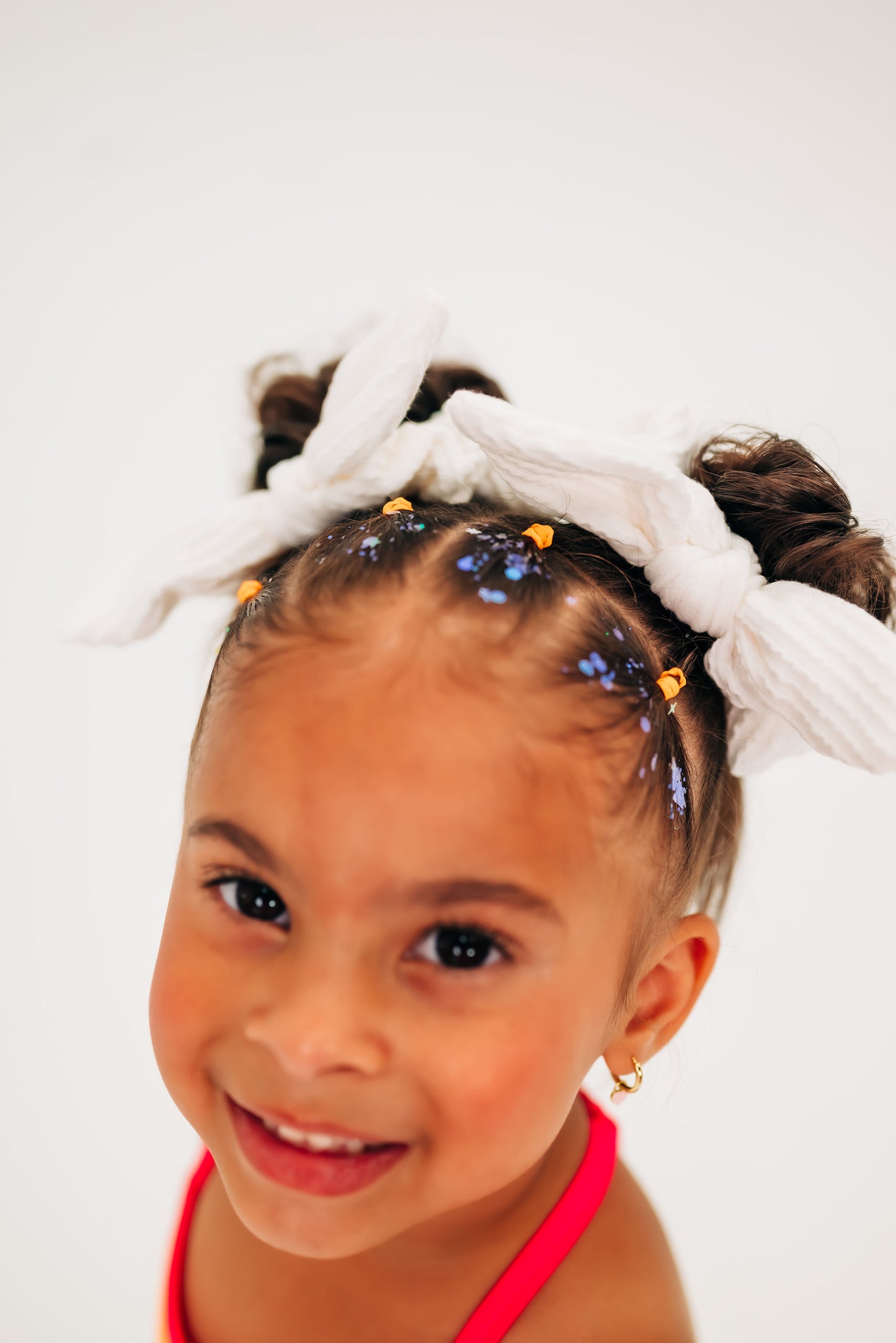 Bow Pigtail Scrunchie Set in White