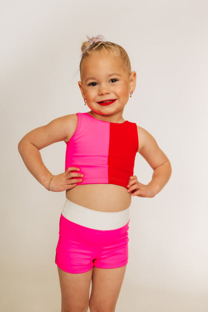 The Wynn Shorties in Pink Color Block