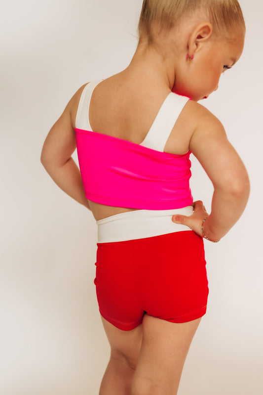 The Wynn Shorties in Pink Color Block